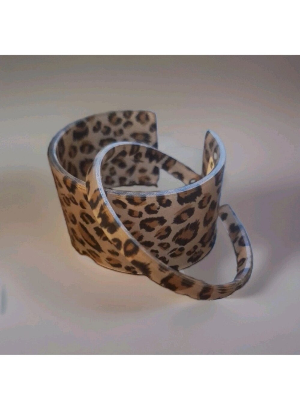 Set Of 2 Vintage Bakelite Leopard Print Wide Cuff Bracelets - Brown and Black